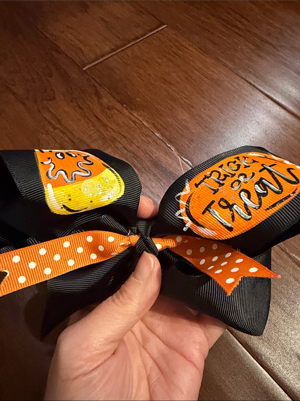 Halloween Trick or Treat Black & Orange Hair Bow for Kids